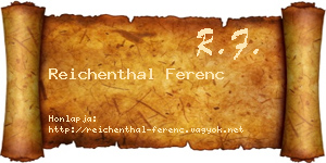 Reichenthal Ferenc névjegykártya